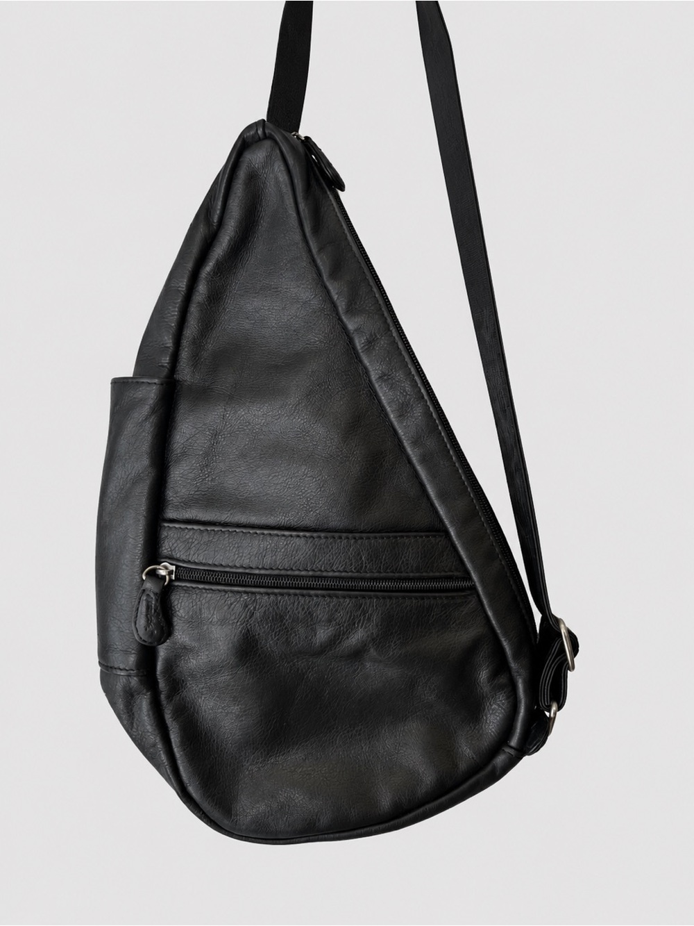 AmeriBag Healthy Back Bag Black Leather Sling Crossbody Backpack
